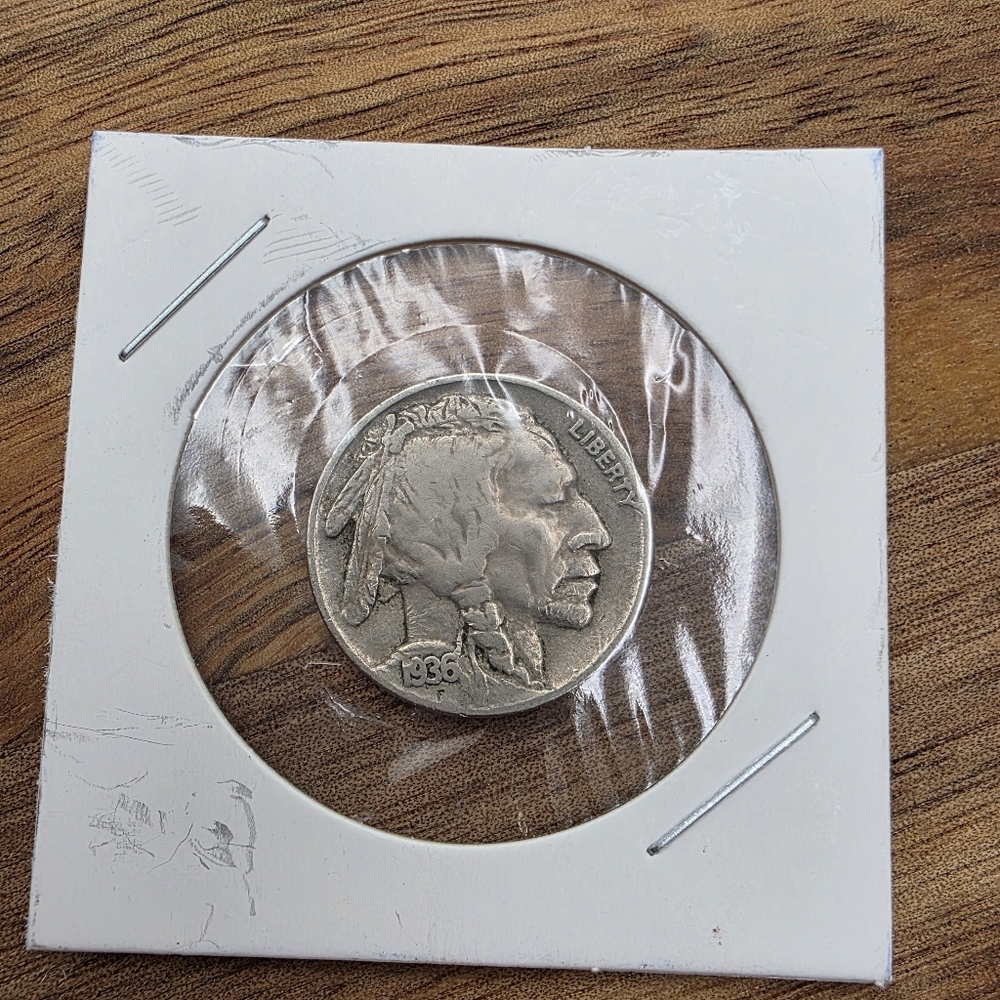 1936 Buffalo Nickel Indian Head 5¢ Coin – Philadelphia Mint Vintage Collectible